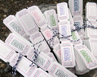 300 GOOD For a DRINK Party or Wedding Tickets - Very Vanilla - Custom - You choose Ink Color