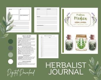 Materia Medica Kräuterbuch • Apotheker Notizbuch • druckbare • Digitaler Download