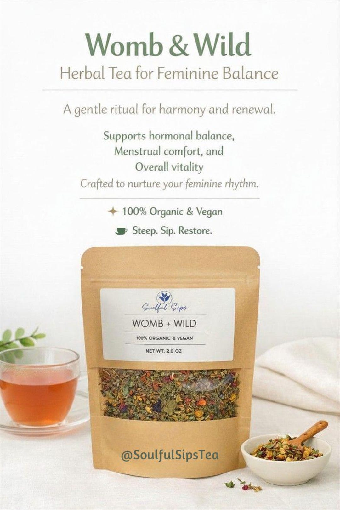 Womb + Wild Herbal Tea | Hormone Balancing - Etsy