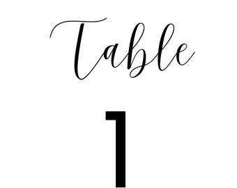 Digital Minimalist Table Numbers