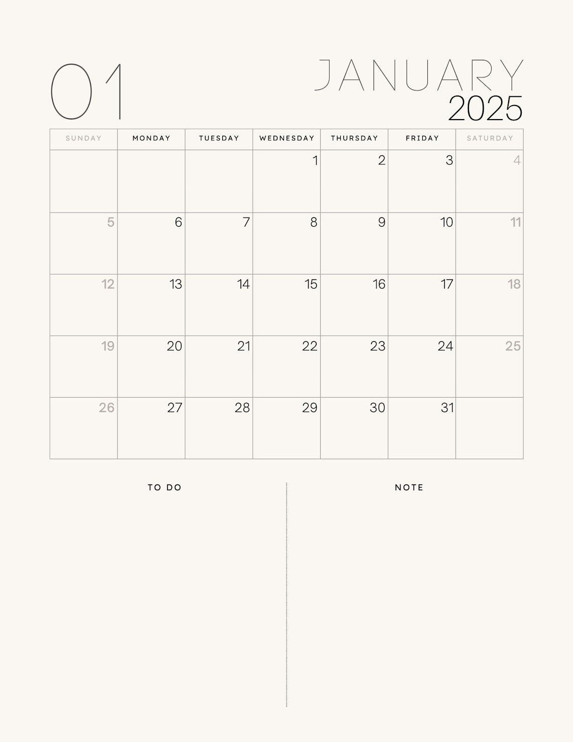 Printable 2025 Minimalist Planner Etsy