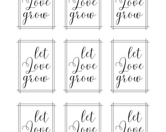 Digital Let Love Grow Wedding Favor Tags