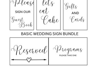 Digital Minimalist Wedding Sign Basic Bundle