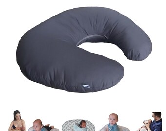 Almohada de lactancia multifuncional suave con cierre, funda y relleno de microgel. 5 en 1. cojín para alimentación de bebe. Babyshower