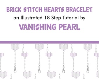 Brick Stitch Heart Bracelet: PDF Instant Download Tutorial