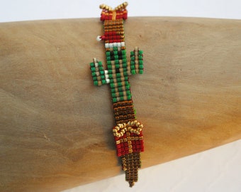 Made to Order: Saguaro Santa Cactus Bracelet, Peyote Stitch Miyuki Delicas Motif