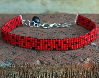 Ladybug Collection: Polka Dots Skinny Loom Bracelet, Made to Order