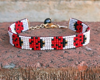 Ladybug Collection: Large Ladybugs Skinny Loom Bracelet, Made to Order