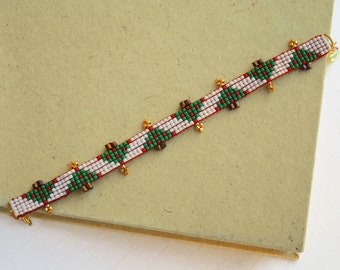Made to Order: Loomed Skinny Christmas Tree Bracelet, Miyuki Delicas Motif