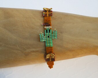 Made to Order: Saguaro Santa Cactus Bracelet, Peyote Stitch Miyuki Delicas Motif
