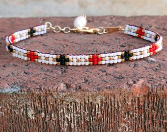 Ladybug Collection: Diamonds Skinny Loom Bracelet, Made to Order