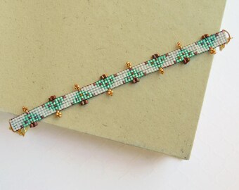 Made to Order: Loomed Skinny Christmas Tree Bracelet, Miyuki Delicas Motif