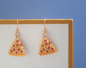 Made to Order: Pizza Slice Earrings, Peyote Stitch Triangles