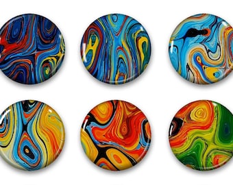 Abstract Glass Gem Super Strong Magnets Set of 6