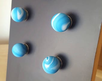 Blue Matte Marble Magnet With White Swirls. Strong Magnet Set of 5 Magnets. Kitchen Decor - Office Decor - Party Favors - Gifts
