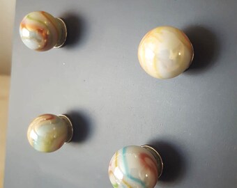 White Marble Magnets With Rainbow Swirls. Strong Magnet Set of 5 Magnets. Kitchen Decor - Office Decor - Party Favors - Gifts
