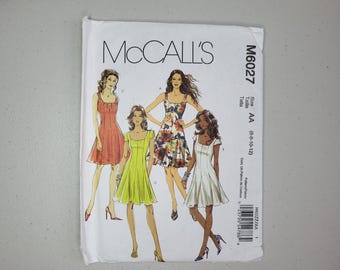 McCalls M6027 Misses Flared Dress Sewing Pattern, Sizes 6-12, Fit and Flare Sun Dress with Princess Seams. Uncut. Out of Print 2010