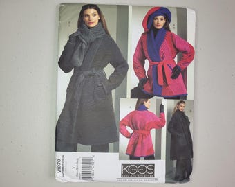 Vogue V1070 Koos Couture Sewing Pattern Koos Van Den Akker Reversible Coat, Hat, Scarf XS-S-M Uncut.