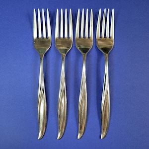 Gorham Stegor WAIKIKI Stainless Steel Salad Forks Silverware Flatware. Set of 4.