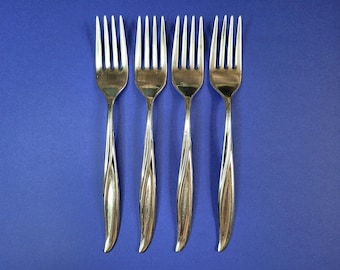 Gorham Stegor WAIKIKI Stainless Steel Salad Forks Silverware Flatware. Set of 4.