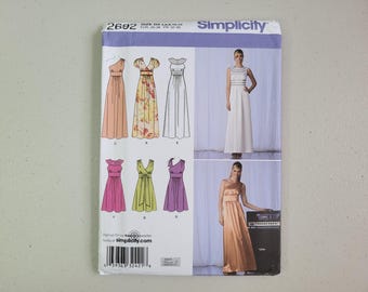 Simplicity 2692 Karen Z Dress Sewing Pattern, Sizes 4 6 8 10 12. Misses Formal Evening Gown Maxi Dress Pattern. Uncut