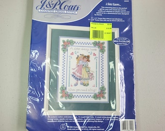 J & P Coats Counted Cross Stitch Kit. A Sister Knows 23540. NOS. Vintage 1994.