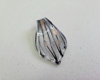 Art Glass Pendant Brown Silver Copper Black Glass Swirled Leaf Design.