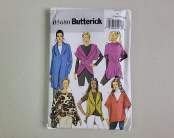 Butterick B5680 Sewing Pattern, Misses Draped Wrap and Jacket, Sizes XS-M, Uncut