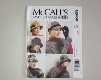 McCall's M6450 Women Misses Fashion Accessories Hats Gloves. One Size. Modern Sewing Pattern. Uncut.