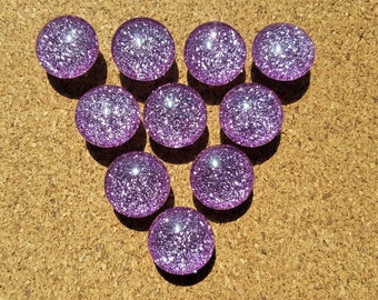 Lavender Glitter Thumbtacks, Push Pins Set. Glass Thumbtacks. Perfect for Bulletin Boards, Office Gifts, Office Decor.
