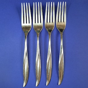 Gorham Stegor WAIKIKI Stainless Steel Dinner Forks Silverware Flatware. Set of 4.