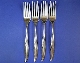 Gorham Stegor WAIKIKI Stainless Steel Dinner Forks Silverware Flatware. Set of 4.
