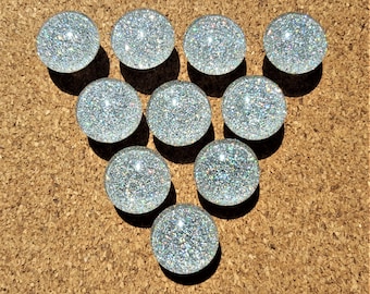 Holographic Glitter Thumbtacks, Push Pins Set. Glass Thumbtacks. Perfect for Bulletin Boards, Office Gifts, Office Decor.