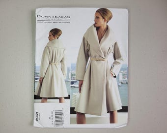 Vogue 1321 Donna Karan Coat Pattern Size 6-14 Shawl Collar Wrap Jacket Out of Print American Designer. V1321. Uncut.