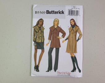 Butterick B5569 Misses Coat and Jacket Sewing Pattern, Retro Wide Collar Outerwear, Sizes 8-14, Uncut Factory Folded, OOP