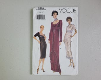 Vintage 1998 Vogue 9936 Sewing Pattern Titanic Jump Dress Gown Empire Waist Size 6-8-10. Uncut.
