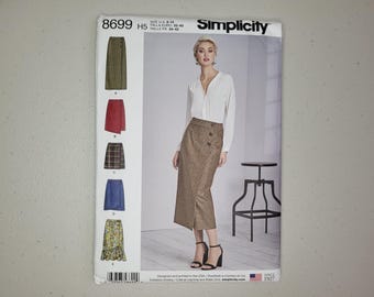 Simplicity 8699 Misses Wrap Skirt With Length Variations Sewing Pattern Size 6-14 Uncut Midi A-Line