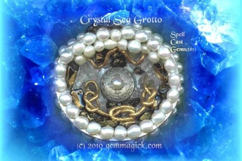 Harry Potter Jewelry Hidden Locket Enchanted Seashell Necklace/ Crystal Sea Grotto/ Spellworker Crystal Goblet Collectiontm/Reversible/ Spell Cast Gemstm/ Spell Worker Magicsm/Vintage Pewter/Freshwater Pearls/Quartz/ Smoky Quartz/ Filigree/ Horcrux image 2