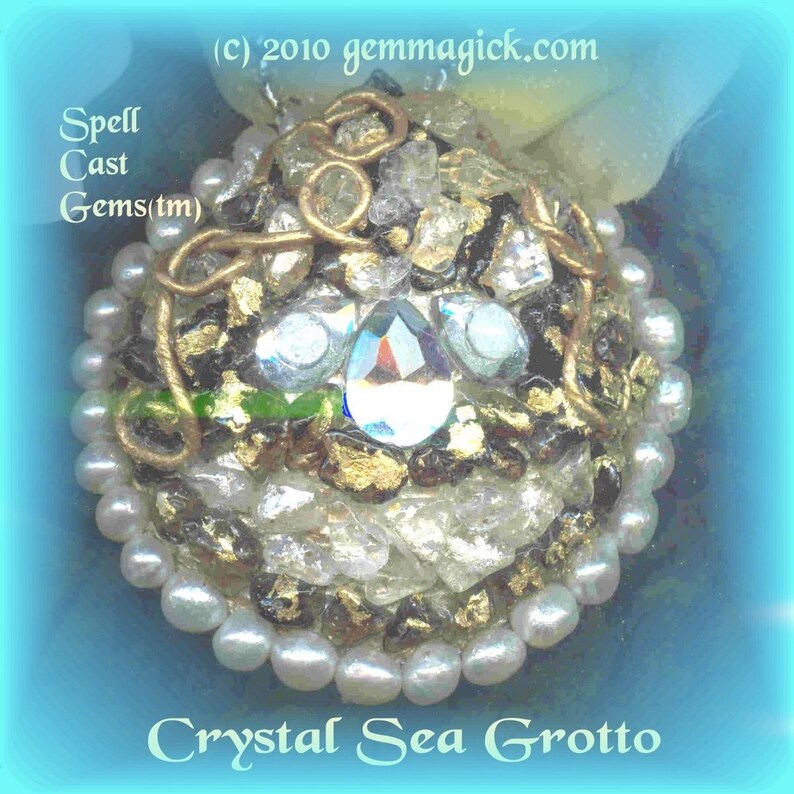 Harry Potter Jewelry Hidden Locket Enchanted Seashell Necklace/ Crystal Sea Grotto/ Spellworker Crystal Goblet Collectiontm/Reversible/ Spell Cast Gemstm/ Spell Worker Magicsm/Vintage Pewter/Freshwater Pearls/Quartz/ Smoky Quartz/ Filigree/ Horcrux image 1