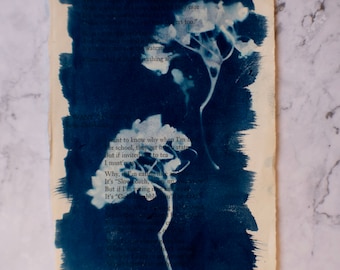 Cyanotype Hydrangea Print on Book Page 2