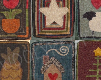 Rug Hooking LINEN PATTERN 6" x 8" Mini Mats