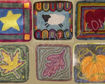 Rug Hooking LINEN PATTERN 7" x 7" Mini Mats