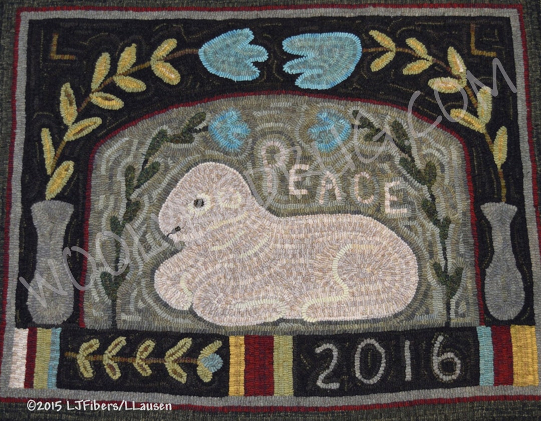 Peaceful Pattern Rugs PEACE ~ Linen Rug Hooking Pattern - Etsy
