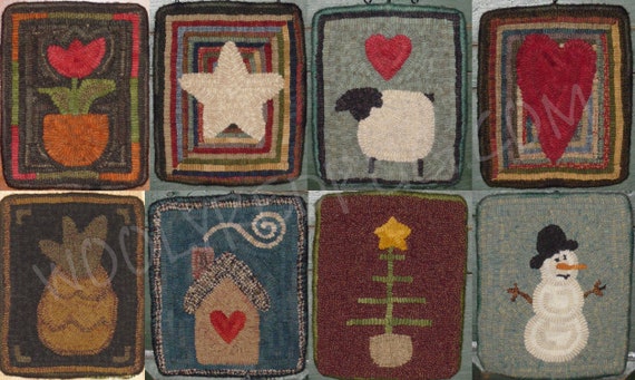 Rug Hooking LINEN PATTERN 6" x 8" Mini Mats