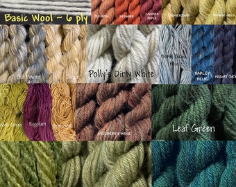 Rug Yarn ~ 6 ply ~ Hand-Dyed ~ 100% Wool for Rug Hooking,  Punch Rugs, Weaving and more