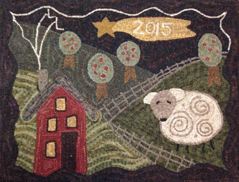 On The Hill Linen Rug Hooking Pattern image 1