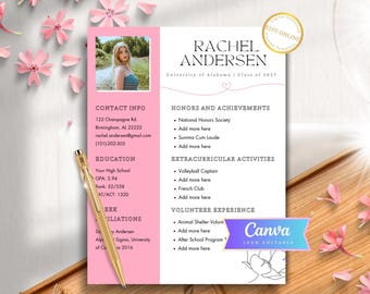 Sorority Rush Lebenslaufvorlage mit Foto, Sorority Rush Lebenslaufvorlage mit Anschreiben, Kreatives Lebenslaufpaket, Einstellungsschreiben