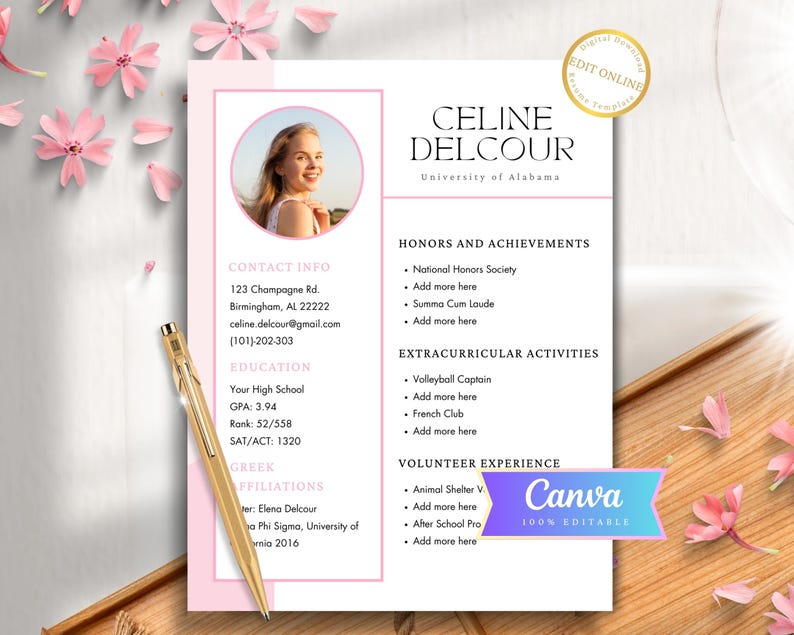 Sorority Resume Template With Photo - Il 794xN.6384695967 7u0z 