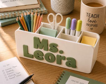 Organiseur de bureau personnalisé pour enseignant, plaque nominative personnalisée, décoration de salle de classe, cadeau de remerciement