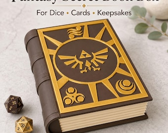 Boîte de livre secret fantastique, rangement pour dés imprimés en 3D, souvenir Legend Zelda, décoration de bureau de joueur